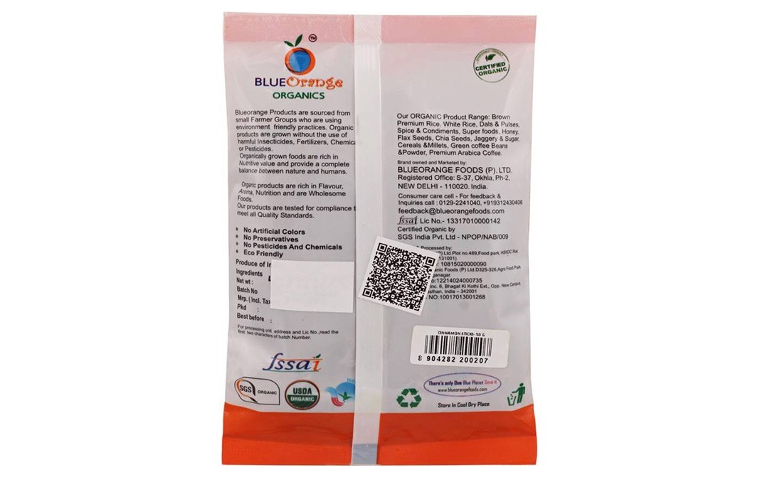 Blue Orange Organics Cinnamon Sticks    Pack  50 grams